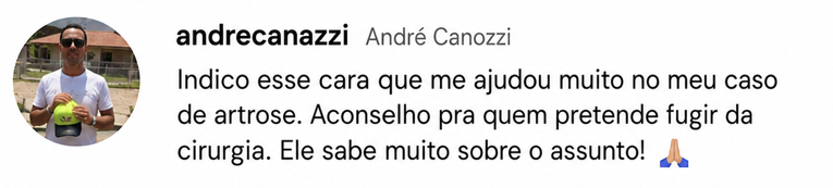 Depoimento de André Canozzi sobre dor no quadril