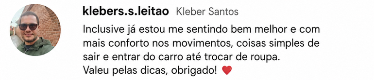 Depoimento de Kleber Santos sobre dor no quadril