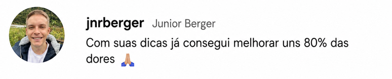 Depoimento de Junior Berger sobre dor no quadril